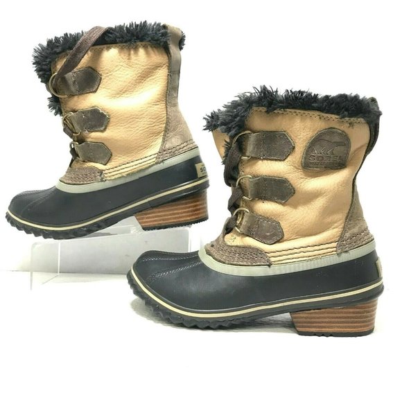 💙💛 Sorel Women's Slimpack Pac Boots Lace Up Leather - Picture 3 of 9